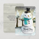 Whimsical Snowman Winter Scene Kerstdank Bedankkaart (Voorkant / Achterkant)