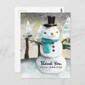 Whimsical Snowman Winter Scene Kerstdank Briefkaart (Voorkant / Achterkant)
