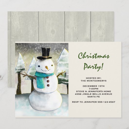 Whimsical Snowman Winter Scene - Kerstfeest Kaart (Voorkant / Achterkant)