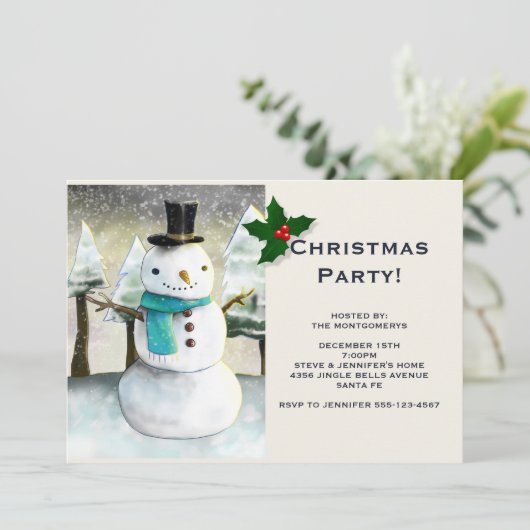 Whimsical Snowman Winter Scene - Kerstfeest Kaart (Staand voorkant)