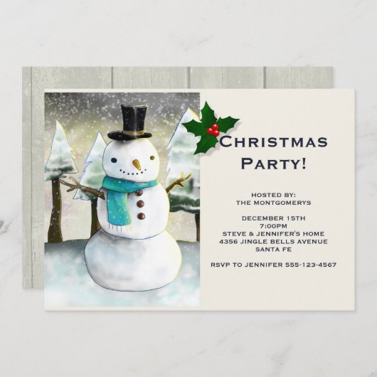 Whimsical Snowman Winter Scene - Kerstfeest Kaart (Voorkant / Achterkant)