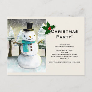 Whimsical Snowman Winter Scene - Kerstfeest Uitnodiging Briefkaart