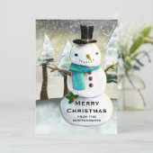Whimsical Snowman Winter Scene Kerstmis Feestdagenkaart (Staand voorkant)