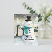 Whimsical Snowman Winter Scene Kerstmis Feestdagenkaart (Staand voorkant)