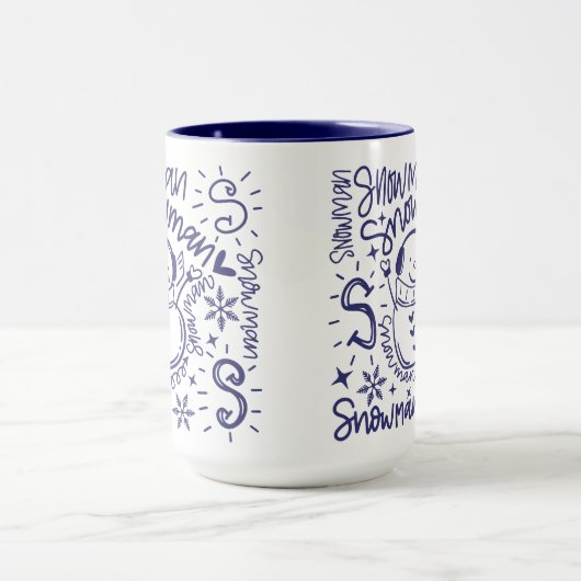 Whimsical Snowman Word Art Christmas Mok (Midden)