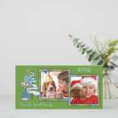 Whimsical Snowmen 2 Foto Vakantie Kaarten (Staand voorkant)