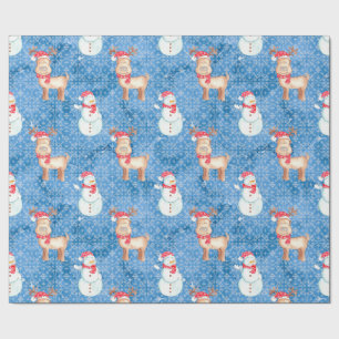 Whimsical-Snowmen en Reindeer Cadeaupapier