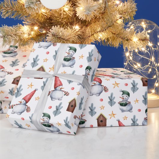 Whimsical Snowmen Kerstmis Cadeaupapier (Feestdagen)
