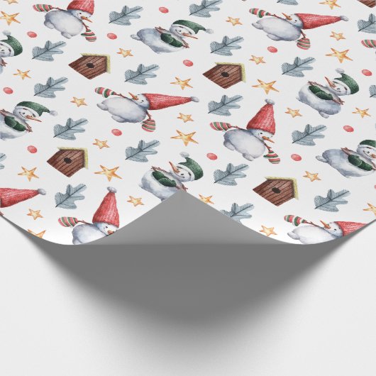 Whimsical Snowmen Kerstmis Cadeaupapier (Hoek)