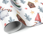 Whimsical Snowmen Kerstmis Cadeaupapier (Rol Hoek)