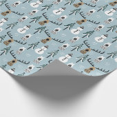 Whimsical Snowmen Reindeer en Trees Cadeaupapier (Hoek)