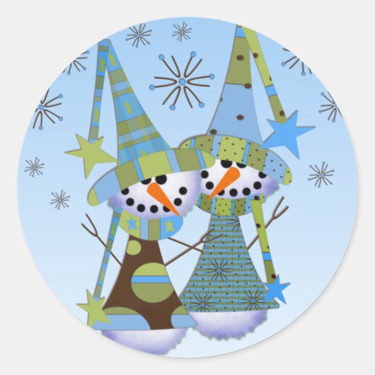 Whimsical Snowmen Stickers (Voorkant)