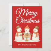 Whimsical Snowmen Tea Party Kerstmis Feestdagenkaart (Voorkant)