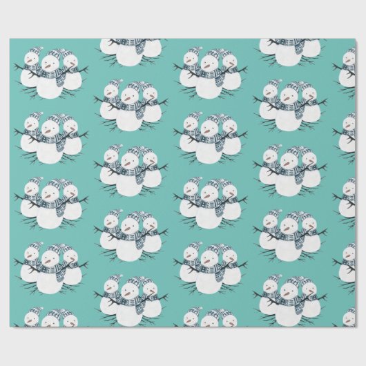 Whimsical Snowmen Trio Wrapping Paper Cadeaupapier (Vlak)