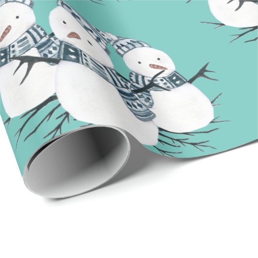 Whimsical Snowmen Trio Wrapping Paper Cadeaupapier (Rol Hoek)