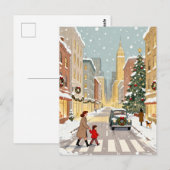 Whimsical Snowy City Street Christmas Briefkaart (Voorkant / Achterkant)