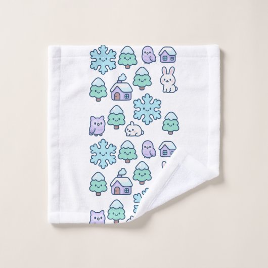 Whimsical Snowy Forest en Schattige Creatures Desi Bad Handdoek (Wasdoekje)