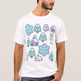 Whimsical Snowy Forest en Schattige Creatures Desi T-shirt