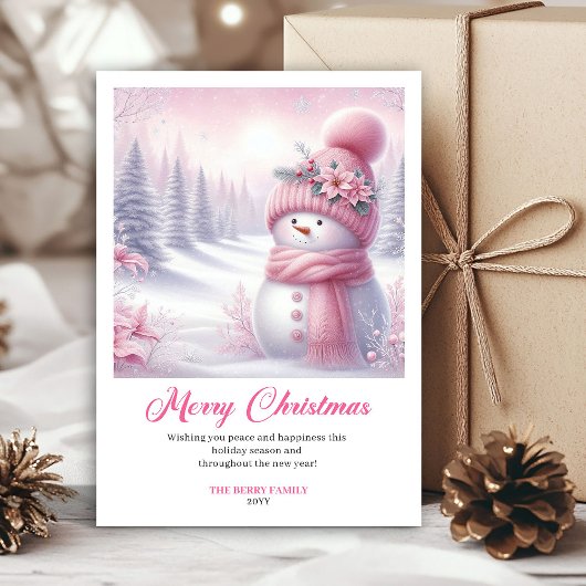 Whimsical Snowy Forest Kids Digital Christmas Card Feestdagenkaart