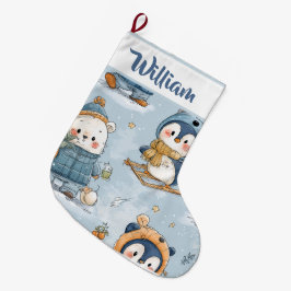 Whimsical Snowy Pattern | Christmas Stocking  Grote Kerstsok