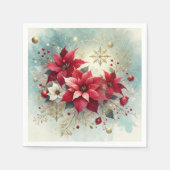 Whimsical Snowy Poinsettia kerstdecoupage Servet (Voorkant)