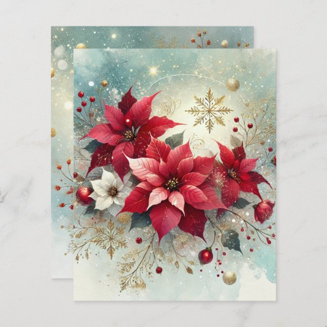 Whimsical Snowy Poinsettia kerstplakboek (Voorkant / Achterkant)