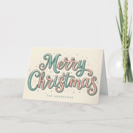 Whimsical Snowy Script Merry Christmas Feestdagen Kaart (Voorkant)