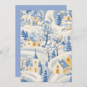 Whimsical Snowy Village Christmas Kaart (Voorkant / Achterkant)