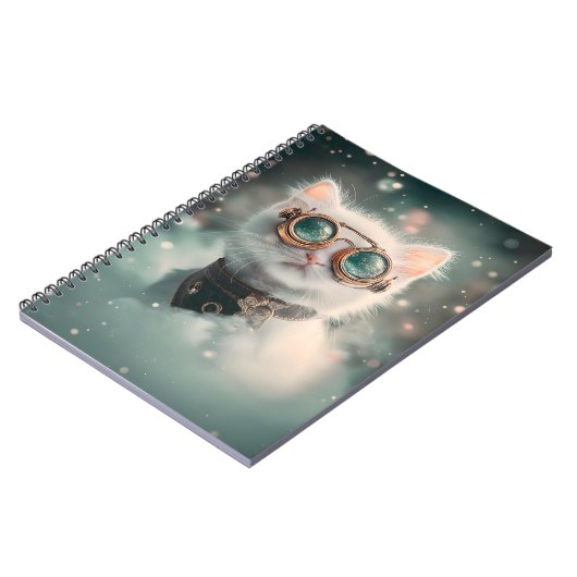 Whimsical Snowy White Cat, Kitten, Kat H2 Notitieboek (Linkerzijde)