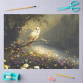 Whimsical Snowy White Owl Wildflowers Decoupage Tissuepapier (Craft)
