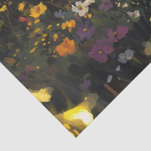 Whimsical Snowy White Owl Wildflowers Decoupage Tissuepapier (Detail)