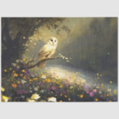 Whimsical Snowy White Owl Wildflowers Decoupage Tissuepapier (Voorkant)