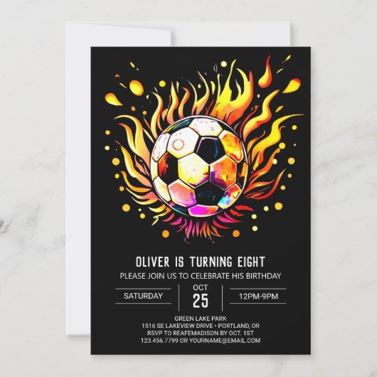 Whimsical Soccer Kinder bewerkbare Verjaardag Kaart (Voorkant)