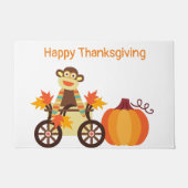Whimsical Sock Monkey-Thanksgiving Deurmat (Voorkant)
