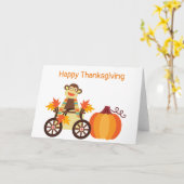 Whimsical Sock Monkey Thanksgiving Kaart (Gele Bloem)