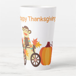 Whimsical Sock Monkey-Thanksgiving Latte Mok