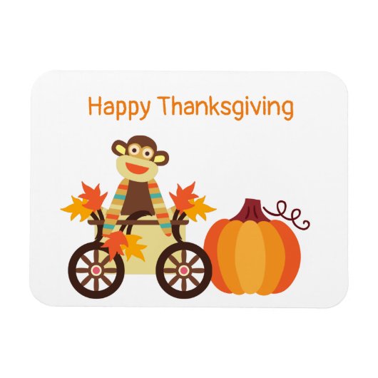 Whimsical Sock Monkey-Thanksgiving Magneet (Horizontaal)