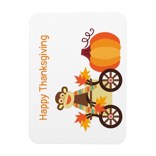 Whimsical Sock Monkey-Thanksgiving Magneet (Verticaal)