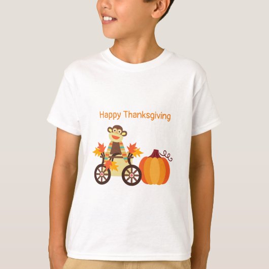Whimsical Sock Monkey-Thanksgiving T-shirt (Voorkant)