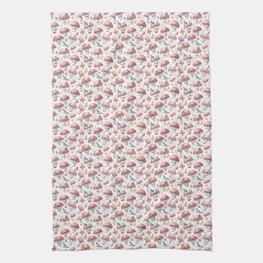 Whimsical Soft Mushroom Pattern Keukenhanddoek (Verticaal)