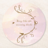 Whimsical Soft Pink Sing Morning Birds Onderzetter (Voorkant)