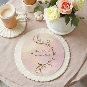 Whimsical Soft Pink Sing Morning Birds Onderzetter