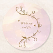 Whimsical Soft Pink Wake Up and Fly Onderzetter (Voorkant)