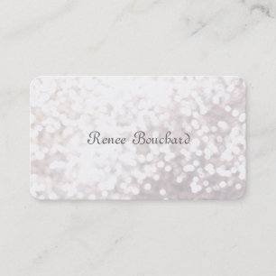 Whimsical Soft White Glitter Bokeh Chic Elegant Visitekaartje