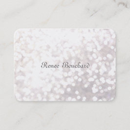 Whimsical Soft White Glitter Bokeh Chic Elegant Visitekaartje