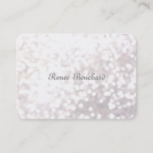 Whimsical Soft White Glitter Bokeh Chic Elegant Visitekaartje