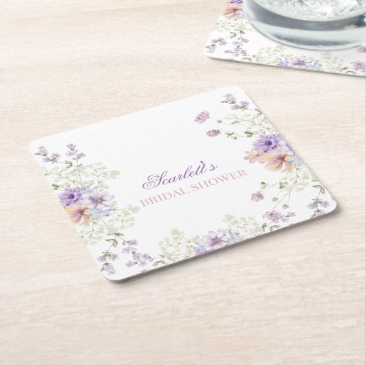 Whimsical Soft Wildflowers Cottage Garden Wedding  Kartonnen Onderzetters (Schuin)