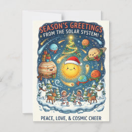 Whimsical Solar System Christmas Party with people Magnetische Uitnodiging