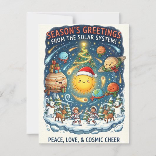 Whimsical Solar System Christmas Party with people Magnetische Uitnodiging (Voorkant)