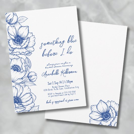 Whimsical Something Blue Floral Vrijgezellenfeest Kaart